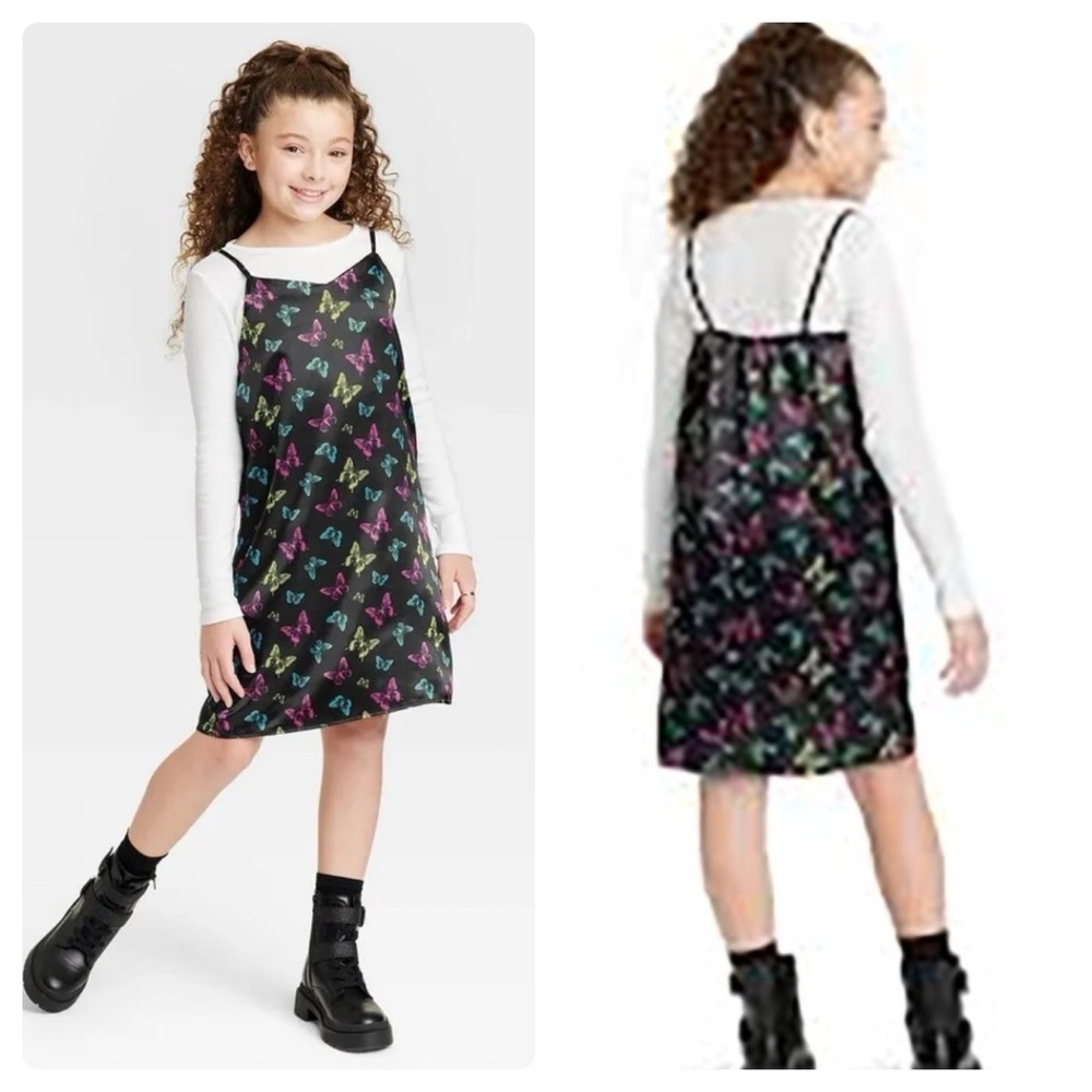 ❤NWT ART CLASS Slip Dress ONLY - Girls Black Butterfly Size SM